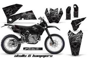 KTM C4 SX Dirt Bike Graphic Kit - 2005-2006 Skulls and Hammers Silver