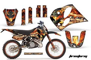 KTM C6 EXC 2 Stroke Dirt Bike Graphic Kit - 1993-1997 Firestorm Black