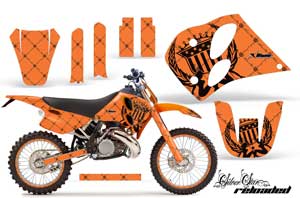 KTM C6 EXC 2 Stroke Dirt Bike Graphic Kit - 1993-1997 Silver Star - Reloaded Orange