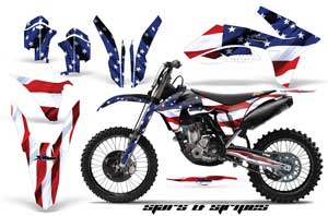 KTM C7 SX / SX-F Dirt Bike Graphic Kit - 2011-2012 Stars and Stripes Red White & Blue