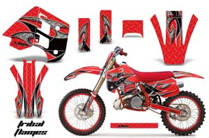 KTM C8 MXC / EXC 250 Dirt Bike Graphic Kit - 1990-1992 Tribal Flames Red