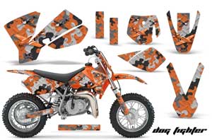 KTM SX 50 Adventure Jr / Sr Dirt Bike Graphic Kit - 2002-2008 Dog Fighter Orange