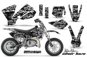 KTM SX 50 Adventure Jr / Sr Dirt Bike Graphic Kit - 2002-2008 Silver Star - Silverhaze White