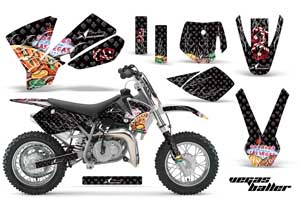 KTM SX 50 Adventure Jr / Sr Dirt Bike Graphic Kit - 2002-2008 Vegas Baller Black
