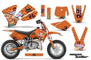 KTM SX 50 Adventure Jr / Sr Dirt Bike Graphic Kit - 2002-2008 Vegas Baller Orange