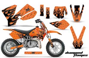KTM SX 50 Adventure Jr / Sr Dirt Bike Graphic Kit - 2002-2008 Diamond Flames Orange
