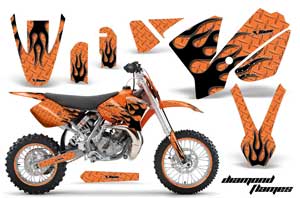 KTM SX 65 Dirt Bike Graphic Kit - 2002-2008 Diamond Flames Orange