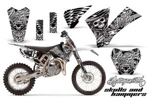 KTM SX 105 Dirt Bike Graphic Kit - 2004-2005 Skulls and Hammers White