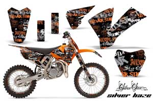 KTM SX 105 Dirt Bike Graphic Kit - 2004-2005 Silver Star - Silverhaze Orange