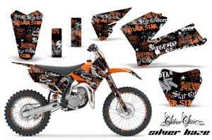 KTM SX 105 Dirt Bike Graphic Kit - 2006-2012 Silver Star - Silverhaze Orange