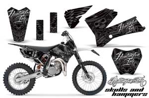 KTM SX 85 Dirt Bike Graphic Kit - 2006-2012 Skulls and Hammers Silver