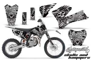 KTM SX 85 Dirt Bike Graphic Kit - 2006-2012 Skulls and Hammers White