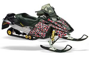 Ski Doo Rev Sled Graphic Kit - 2004-2012 Urban Camo Red