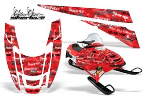 Polaris Edge Sled Graphic Kit - All Years Silver Star - Silverhaze Red