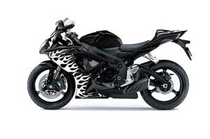 Suzuki GSXR 600 / 750 Graphic Kit - 2006-2007 Diamond Flames Black