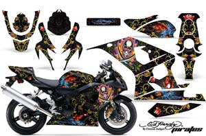Suzuki GSXR 600 / 750 Graphic Kit - 2004-2005 Ed Hardy Pirates Black