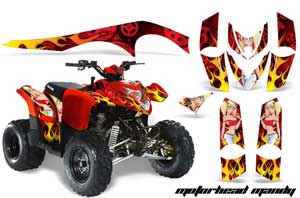 Polaris Phoenix 200 ATV Graphic Kit - 2005-2016 Motorhead Mandy Red