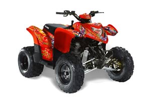 Polaris Phoenix 200 ATV Graphic Kit - 2005-2016 Ed Hardy - Love Kills Red