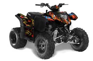 Polaris Phoenix 200 ATV Graphic Kit - 2005-2016 Ed Hardy - Pirates Red