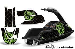 Yamaha Superjet Round Nose Jet Ski Graphic Kit - All Years Silver Star - Reloaded Green