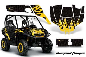 Can-Am Commander 1000 / 800 Graphic Kit - All Years Diamond Flames Yellow
