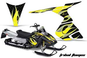 Ski Doo RT Sled Graphic Kit - 2005-2009 Tribal Flames Yellow