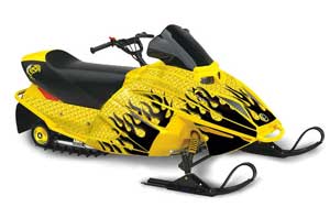 Ski Doo Mini Z Sled Graphic Kit - 2003-2008 Diamond Flames Yellow
