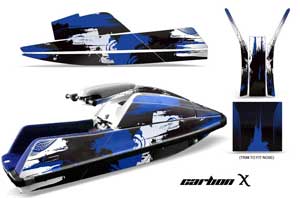 Yamaha Superjet Square Nose Jet Ski Graphic Kit - All Years Carbon X Blue
