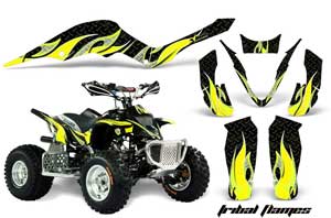 Apex Pro Shark MXR 70 / 90 ATV Graphic Kit - All Years Tribal Flames Yellow