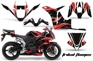 Honda CBR 600 RR Graphic Kit - 2007-2008 Tribal Flames Red