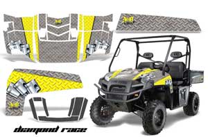 Polaris Ranger XP 500 / 800 / 900D 4x4 EFI Graphic Kit - 2010-2014 Diamond Race Yellow
