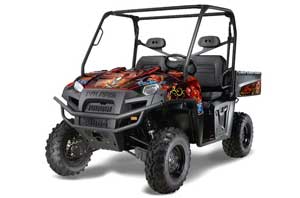 Polaris Ranger XP 500 / 800 / 900D 4x4 EFI Graphic Kit - 2010-2014 Ed Hardy - Pirates Red