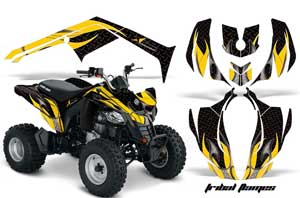 Can Am Bombardier DS250 ATV Graphic Kit - 2006-2021 Tribal Flames Yellow