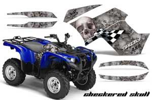 Yamaha Grizzly 700 / 550 ATV Graphic Kit - 2007-2014 Checkered Skull Blue