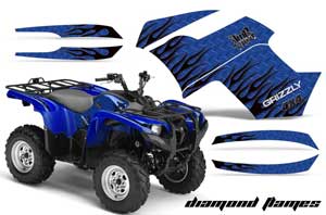 Yamaha Grizzly 700 / 550 ATV Graphic Kit - 2007-2014 Diamond Flames Blue