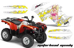 Yamaha Grizzly 700 / 550 ATV Graphic Kit - 2007-2014 Motorhead Mandy Red