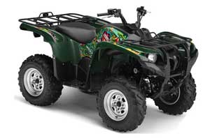 Yamaha Grizzly 700 / 550 ATV Graphic Kit - 2007-2014 Ed Hardy - Love Kills Green