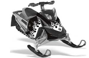 Ski Doo Rev XP Sled Graphic Kit - 2008-2012 Diamond Flames Black
