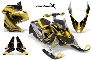 Ski Doo Rev XP Sled Graphic Kit - 2008-2012 Carbon X Yellow
