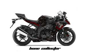 Kawasaki ZX10 Ninja Graphic Kit - 2008-2009 Bone Collector Black