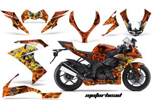 Kawasaki ZX10 Ninja Graphic Kit - 2008-2009 Motorhead Orange