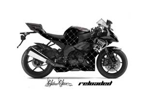 Kawasaki ZX10 Ninja Graphic Kit - 2008-2009 Silver Star Reloaded Black
