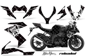 Kawasaki ZX10 Ninja Graphic Kit - 2008-2009 Silver Star Reloaded Black
