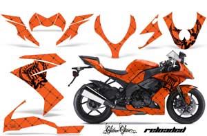 Kawasaki ZX10 Ninja Graphic Kit - 2008-2009 Silver Star Reloaded Orange