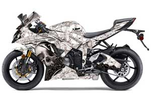 Kawasaki 636 ZX6-R Ninja Graphic Kit - 2013-2016 Bone Collector White