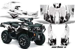 Can Am Outlander 500 / 650 / 800 / 800R / 1000 XT-P ATV Graphic Kit - 2013-2016 Carbon X White