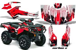 Can Am Outlander 500 / 650 / 800 / 800R / 1000 XT-P ATV Graphic Kit - 2013-2016 Carbon X Red