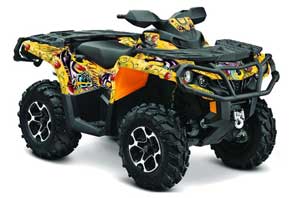Can Am Outlander XMR / MAX / XT ATV Graphic Kit - 2006-2011 Ed Hardy - Love Kills Yellow