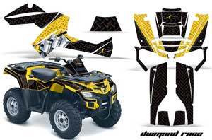 Can Am Outlander EFI 500 / 650 ATV Graphic Kit - 2012-2015 Diamond Race Yellow