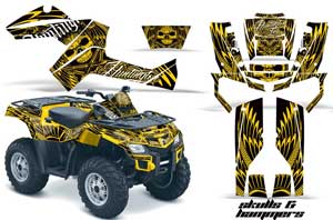 Can Am Outlander EFI 500 / 650 ATV Graphic Kit - 2012-2015 Skulls and Hammers Yellow